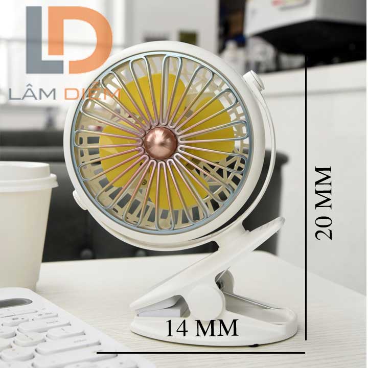 Quạt sạc kẹp bàn có đèn led siêu mát nđ 2118 - 2006