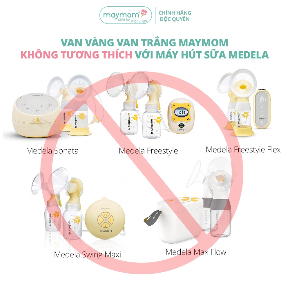 Bộ Van Trắng Van Vàng Maymom Dùng Cho Máy Hút Sữa Medela Pump, Harmony, Swing, Mini Electric, Symphony