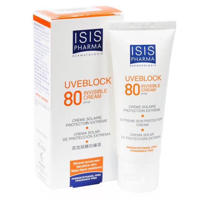 KEM CHỐNG NẮNG UVEBLOCK SPF 80 INVISIBLE DÀNH CHO DA NHẠY CẢM