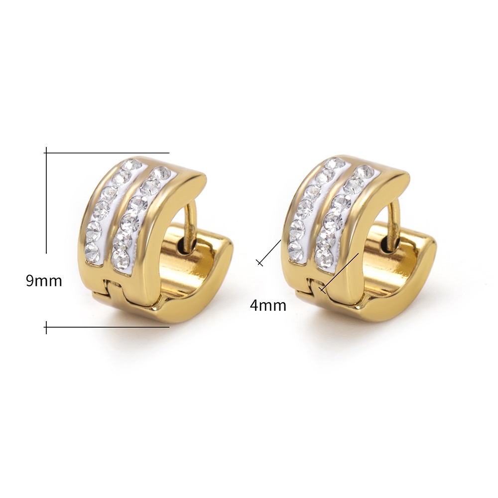 Bông Tai Mạ Vàng 18K Đính Đá 9mm Thời Trang Dành Cho Nam Và Nữ
