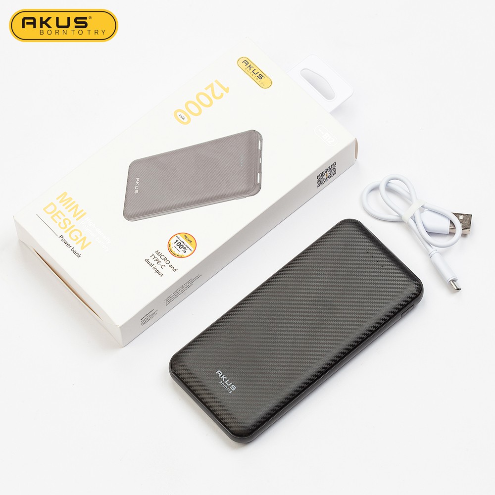 [ Bảo Hành 1 Năm ] Pin dự phòng 12.000mAh AKUS - B12