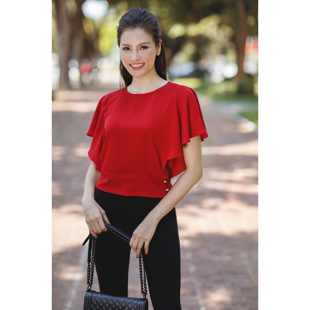 Áo sơ mi công sở cách điệu LUPERI LFSM201 bo gấu, tay cánh rơi sang trọng qúy phái