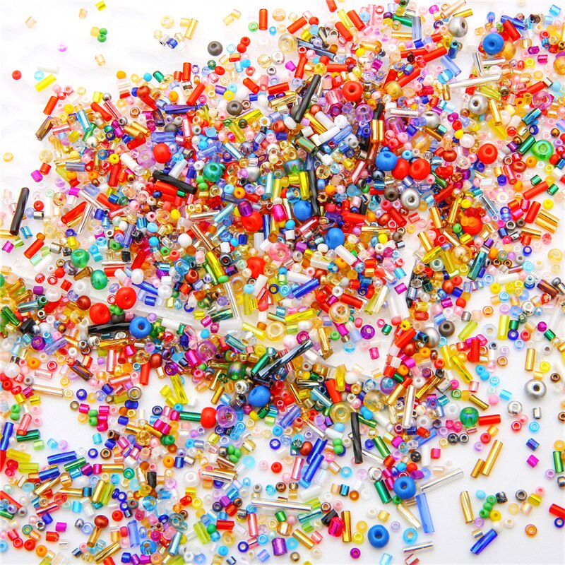 Set 800 hạt thủy tinh hỗn hợp hình tròn kết hợp màu sắc và kích thước là phụ kiện quần áo