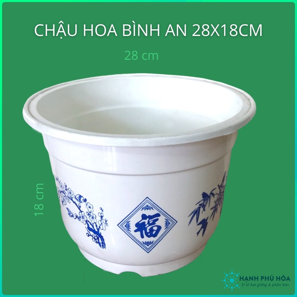 Chậu Nhựa Tròn Trồng Hoa Lan, Cây Kiểng Bình An Xanh Kích Thước 25cm, 28cm - Chậu Nhựa , Đẹp, Nhẹ, Chắc Chắn, Có Hoa Văn