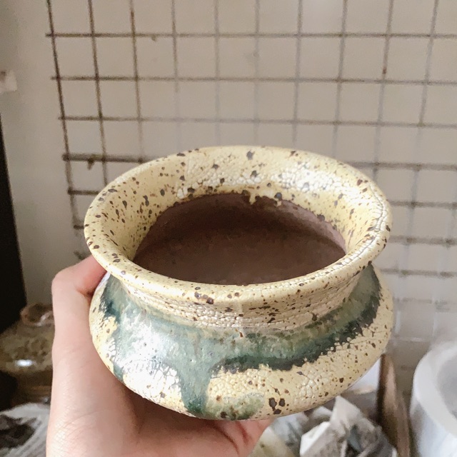 Chậu gốm trồng sen đá xương rồng xuất hàn size trung mã 036-899