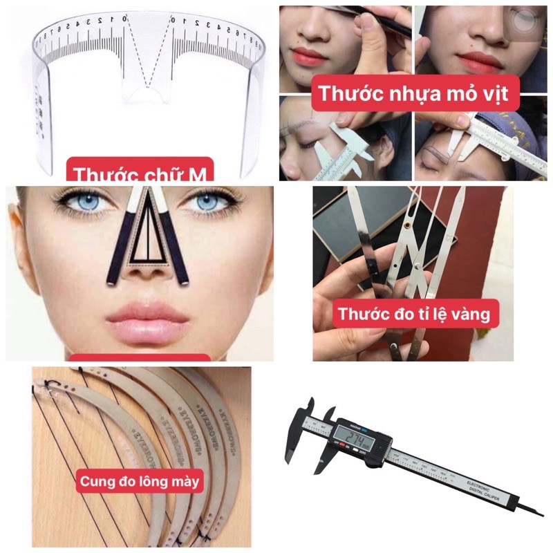Thước kẹp điện tử- chữ M , Thước nhựa kẹp mỏ vịt , thước chữ T ( đủ các loại thước đo lông mày )