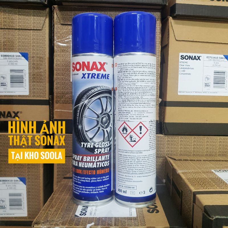 Làm mới xịt bóng vỏ lốp xe ô tô xe máy Sonax Xtreme Tyre Gloss Spray 400ml
