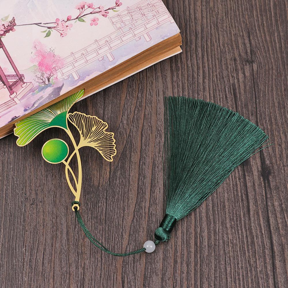 Lanfy Đánh Dấu Trang Sách Bằng Đồng Thau Hình Lá Sen Tua Rua Phong Cách Trung Hoa