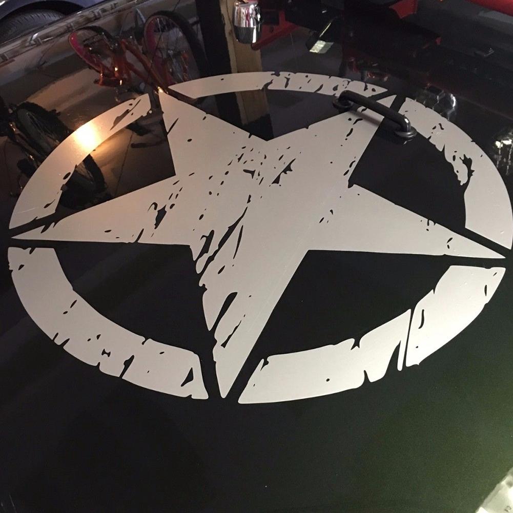 💫OF Army Star đau khổ Decal lớn 20 "Xấp xỉ Vinyl quân đội đồ họa cơ thể 50CM Phù hợp với xe jeep