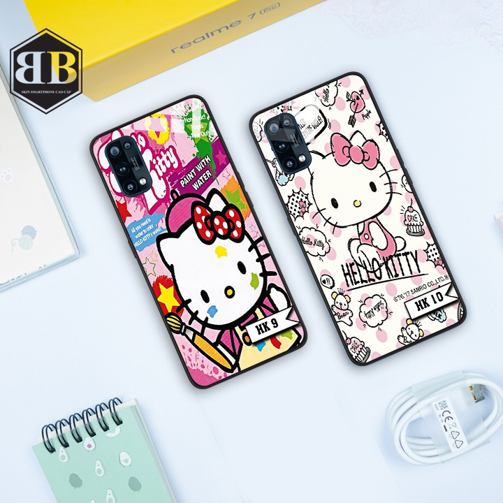 Ốp lưng kính cường lực Realme 7 Pro hình hello kitty