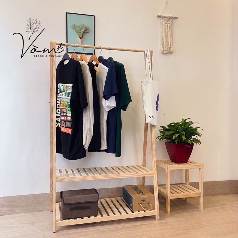 Kệ Treo Quần Áó Chữ A 2 Tầng, Giá Treo Quần Áo Đa Năng, Treo Đồ, Để Đồ Tiện Dụng Bằng Gỗ Thông Nhập Khẩu Cao Cấp