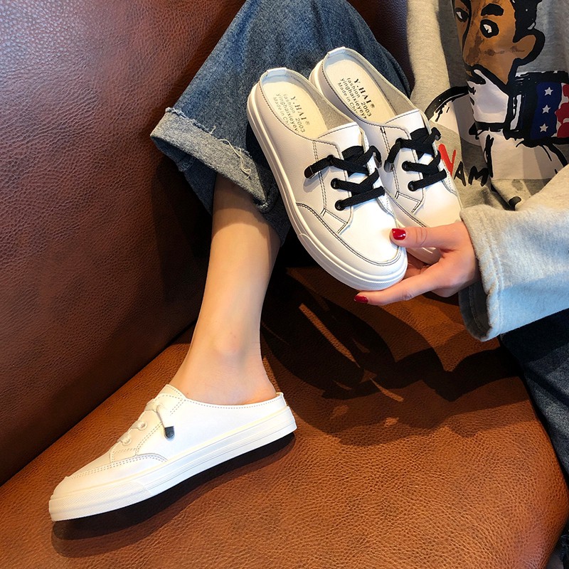 Giày Thể Thao Canvas Hở Gót Màu Trắng Thời Trang Cho Nữ | BigBuy360 - bigbuy360.vn