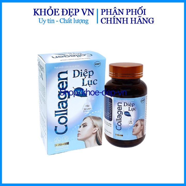 Viên Uống Đẹp Da Diệp Lục Collagen Gold- giúp giữ dáng đẹp da, tăng cường sức khỏe- Hộp 30 viên