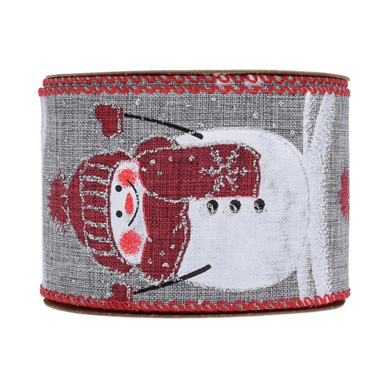 Cuộn Dây Ruy Băng Đỏ In Họa Tiết Hoa Tuyết Trang Trí Giáng Sinh DIY