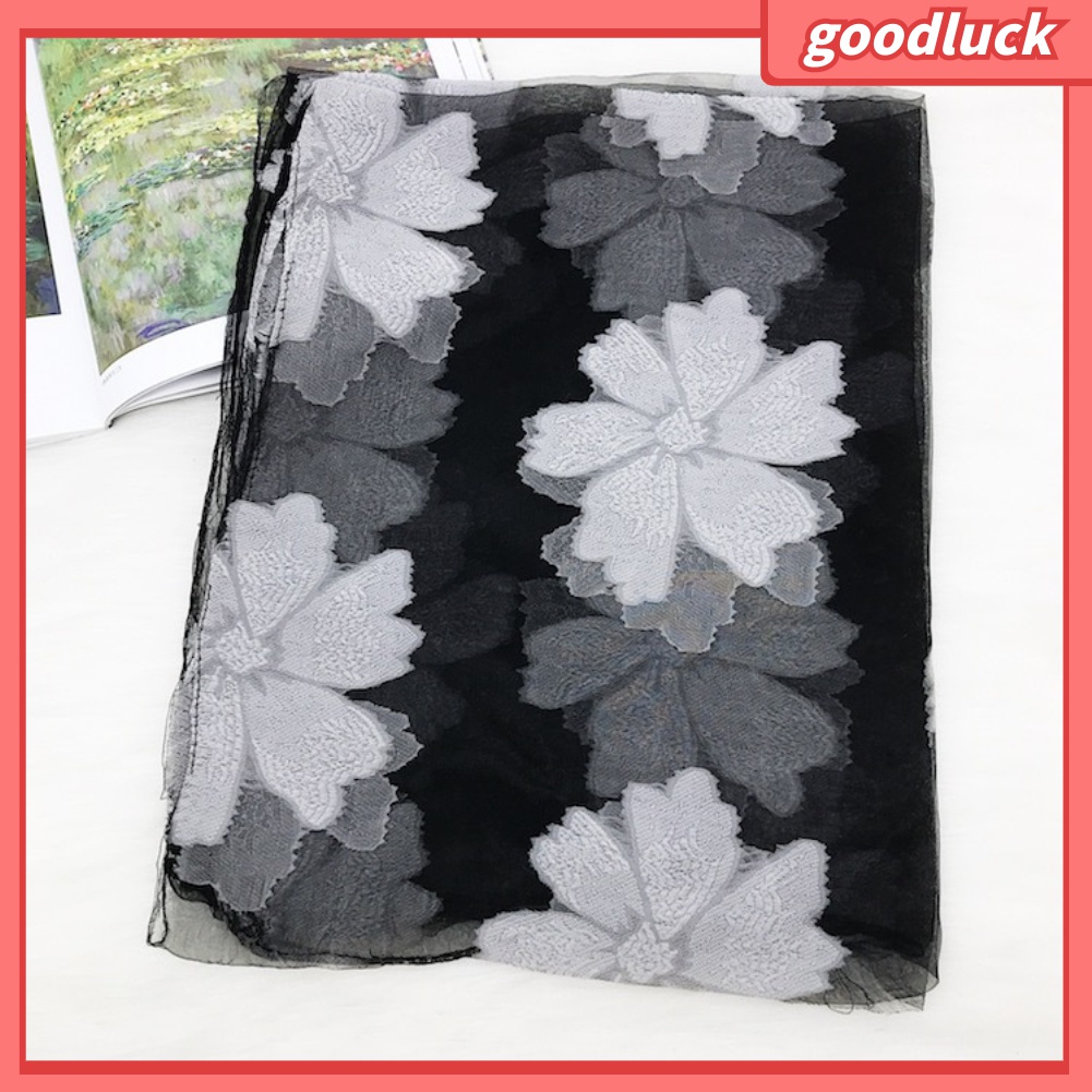 Khăn Choàng Cổ Dài Chống Tia UV Thêu Hoa Dành Cho Nữ