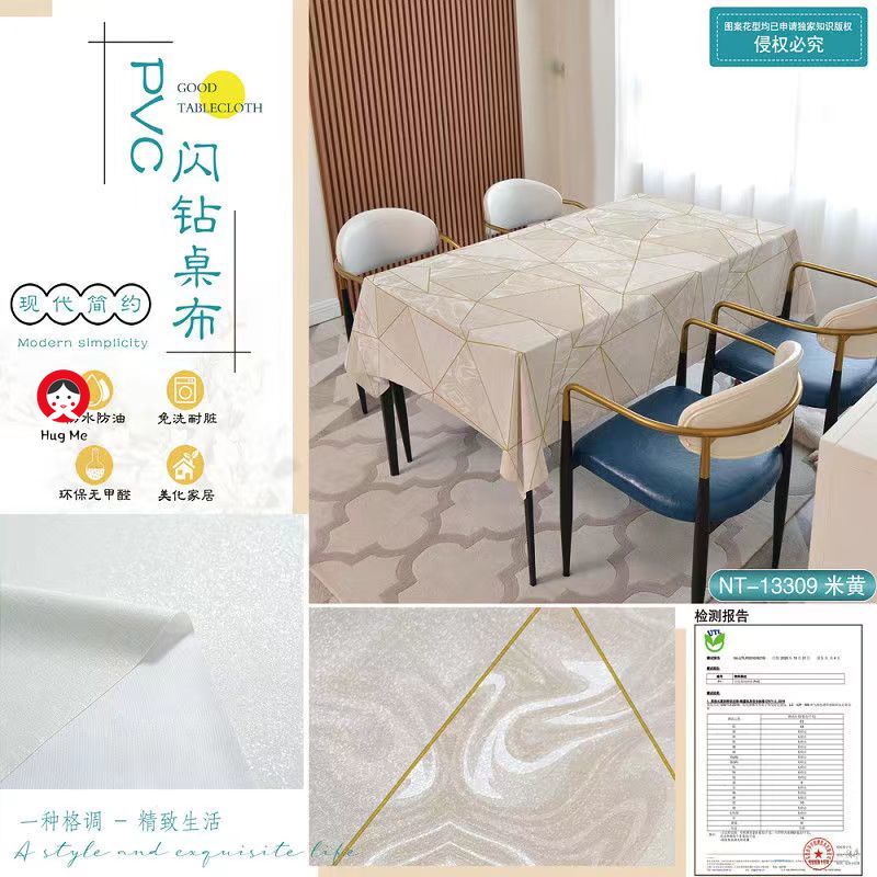 Khăn Trải Bàn Bằng Da Dày Dặn Chống Nước Chống Dầu Họa Tiết Vân Đá Hình Chữ Nhật