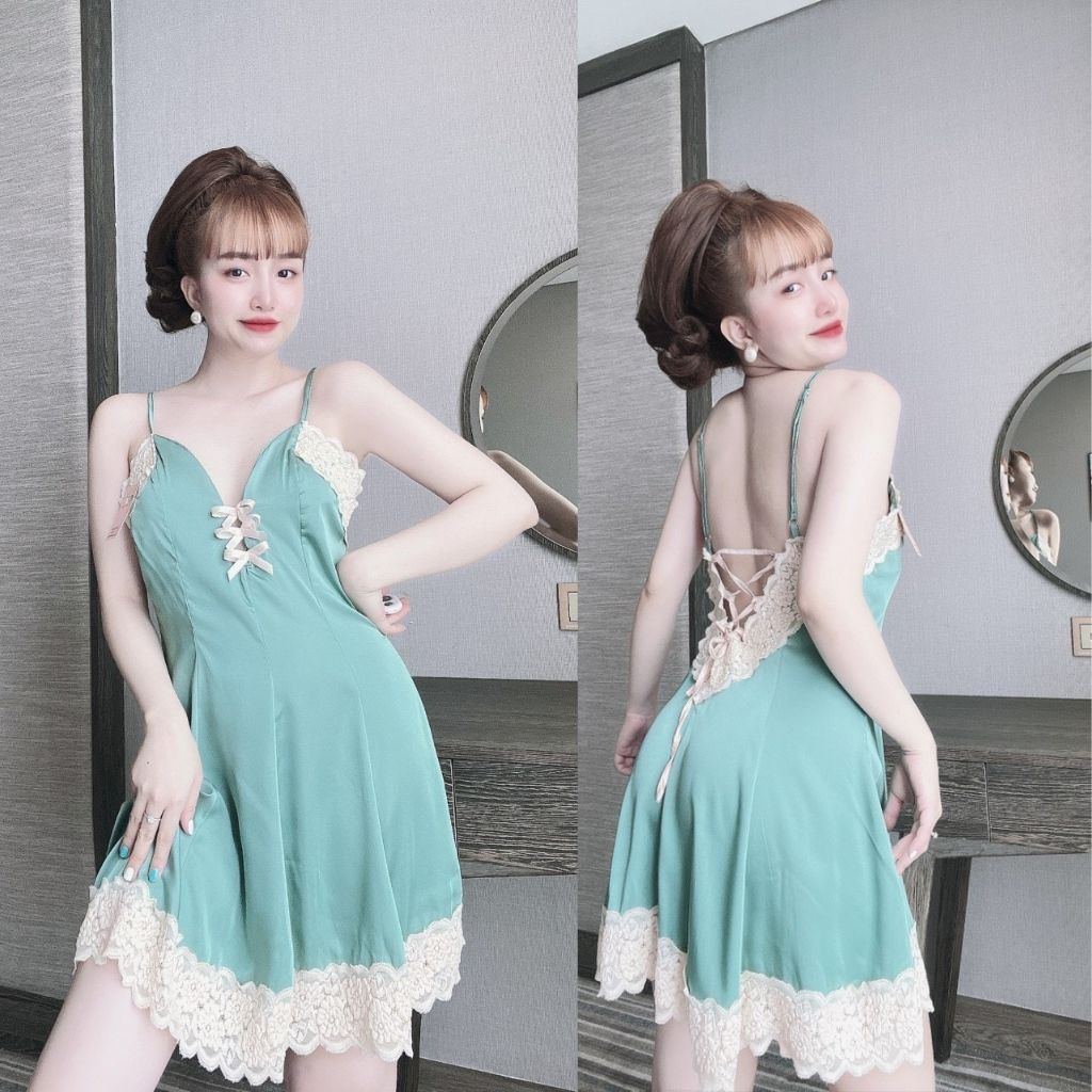 Váy ngủ sexy ❣️FREE SHIP❣️ Đầm ngủ sexy lụa Latin Chất Siêu Mát Dáng Siêu Xinh &lt; 62kg