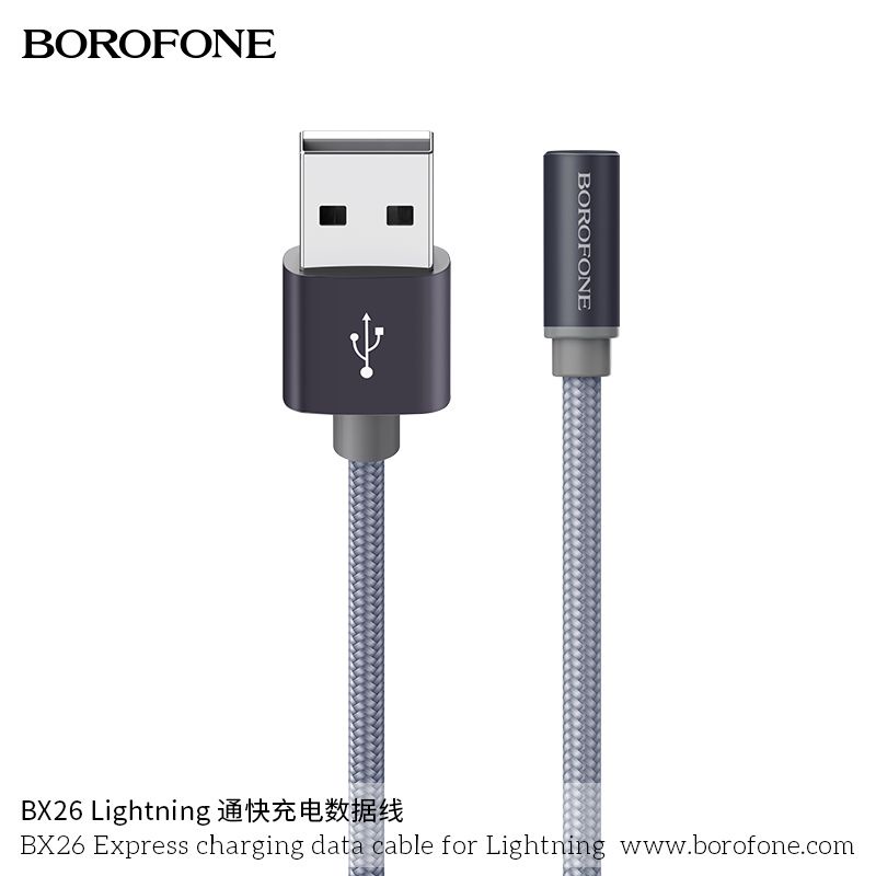Dây sạc 2.4A Borofone BX26 đầu cáp L gập 90 độ, dây bọc dù dài 1 mét dành cho gaming