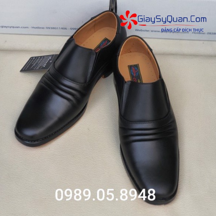 Giày lười nam chất liệu da bò đế Pu chống mài mòn tốt - Giày nam công sở màu đen phong cách hiện đại bảo hành 12 tháng