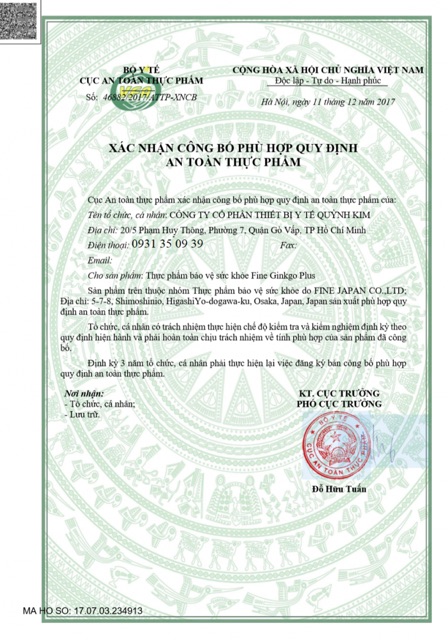 Chính hãng Bổ não Ginkgo
