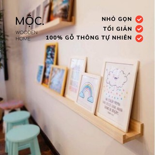 [Dài 30cm] Kệ Gỗ Trang Trí Tường Có Thanh Chắn - Mộc. Home