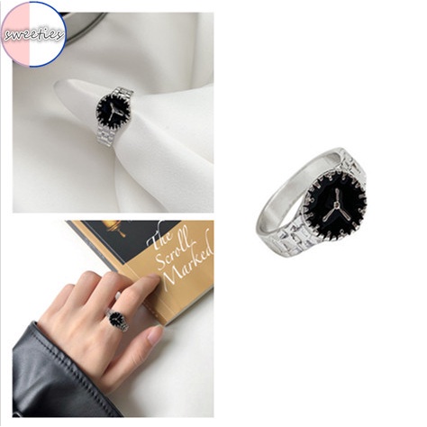 Nhẫn đeo ngón tay kích thước mặt đồng hồ cỡ 6 phong cách Hàn Quốc đơn giản độc đáo