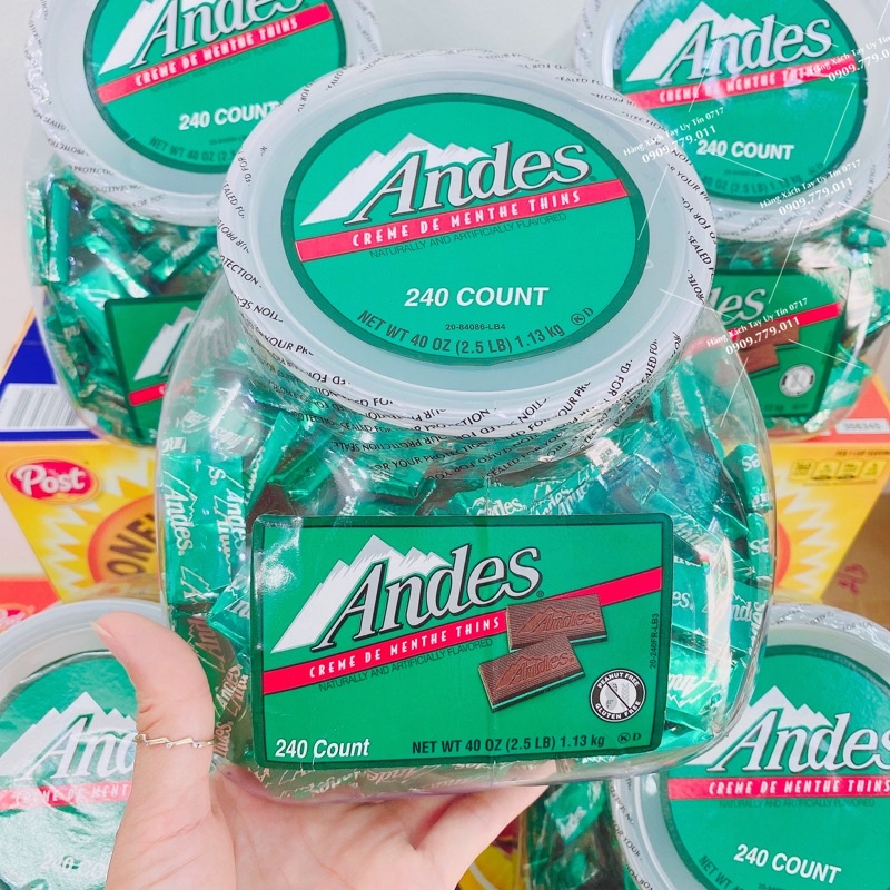 Socola bạc hà Andes Mỹ Chocolate Mint Andes bạc hà the mát [Hộp 240 thanh]