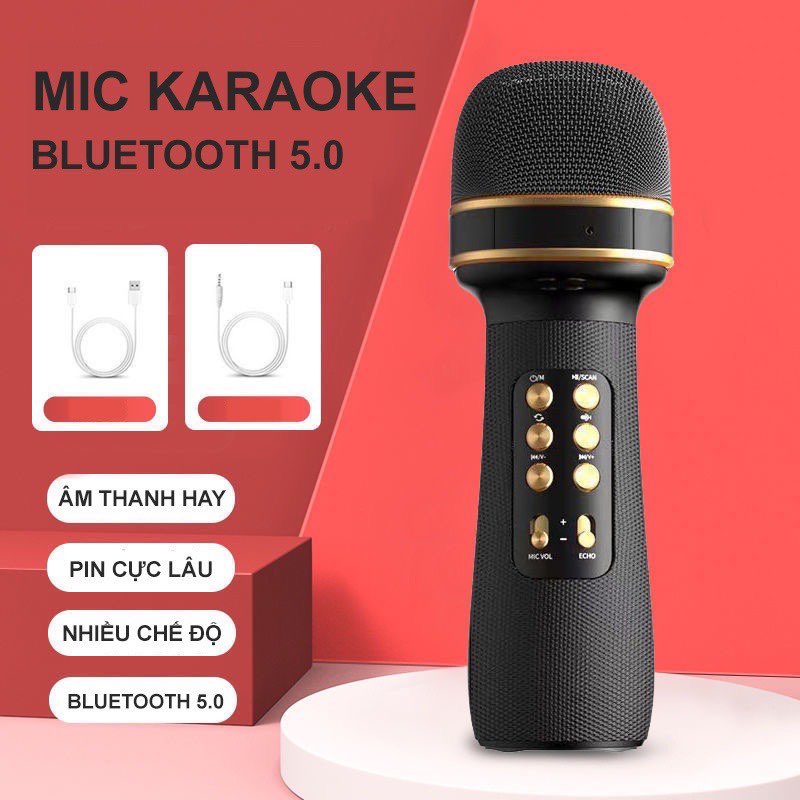 Micro Hát Karaoke WS-898 Siêu - Mic Karaoke Kiêm Loa Bluetooth Mini Hát Tại Nhà Cực Hay