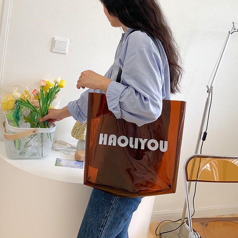 Túi Đeo Vai Bằng Trong Suốt Sức Chứa Lớn Phong Cách Hàn Quốc Thời Trang Mùa Hè Cho Nữ
