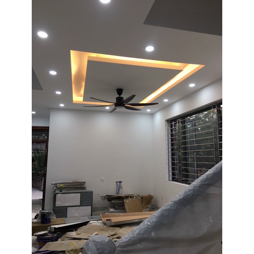 Quạt Trần Đèn Lõi Đồng Cánh Nhựa 6 Tốc Độ Gió Đèn Led 3 Chế Độ Ánh Sáng,Có Đảo Chiều Hút Ẩm