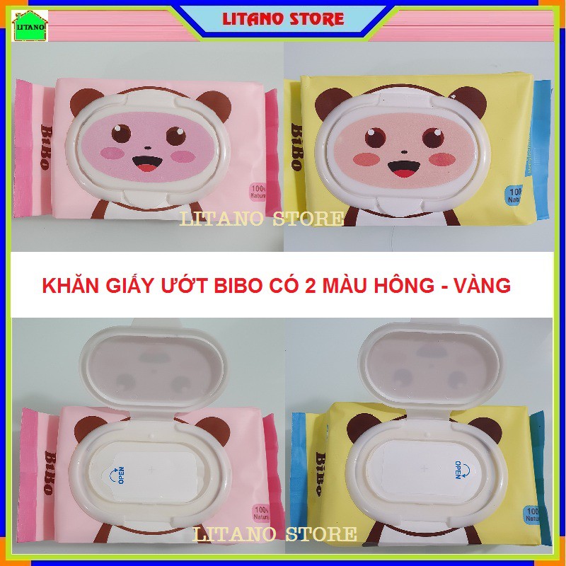 Combo 5 Bịch Khăn Giấy Ướt BIBO Cho Bé Cao Cấp Không Mùi An Toàn Cho Sức Khỏe Giấy Siêu Dai 100 Tờ/gói