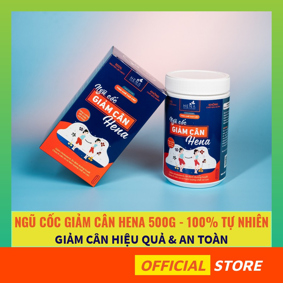 Ngũ cốc giảm cân Hena 500g không đường, Bột ngũ cốc ăn kiêng hiệu quả và an toàn tuyệt đối