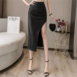 chân váy nhún xẻ tà