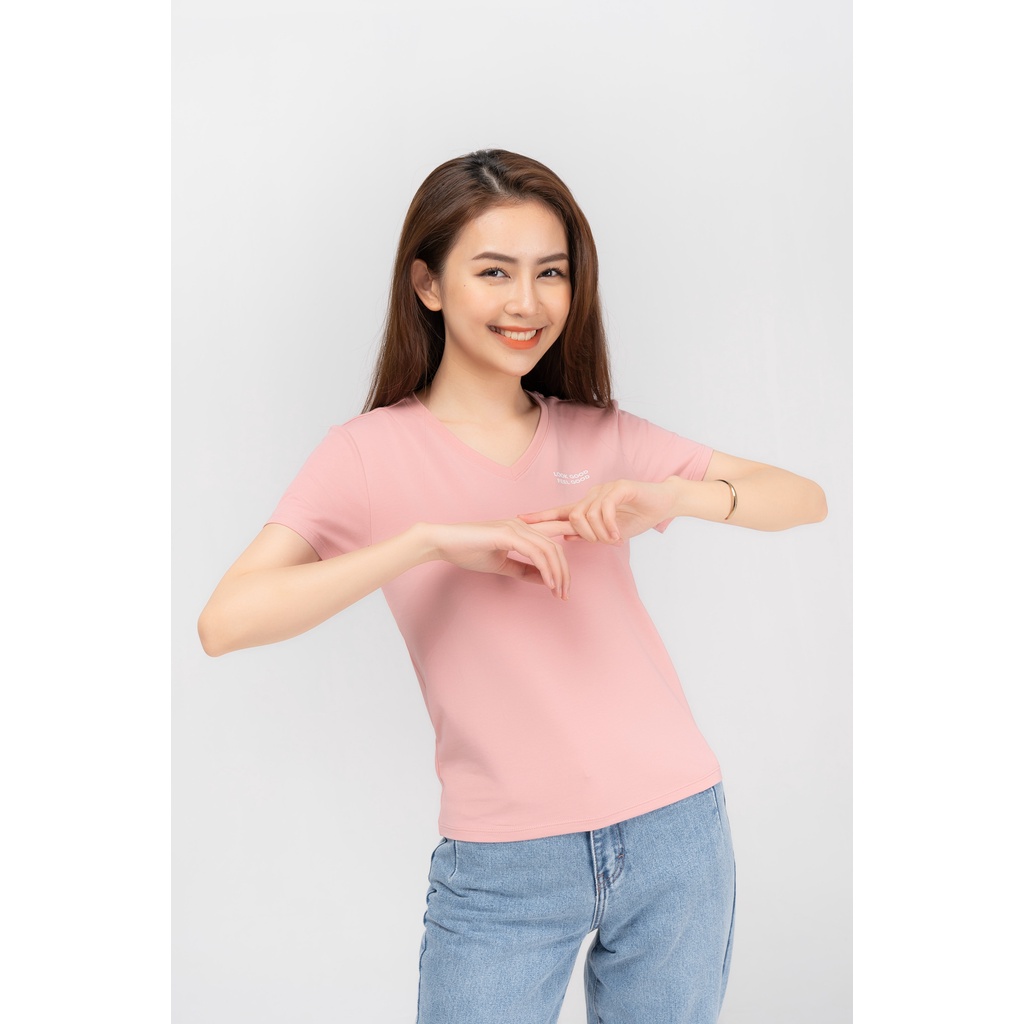 Áo thun nữ cổ tim trơn basic cotton YODY CHÍNH HÃNG - PPN4138