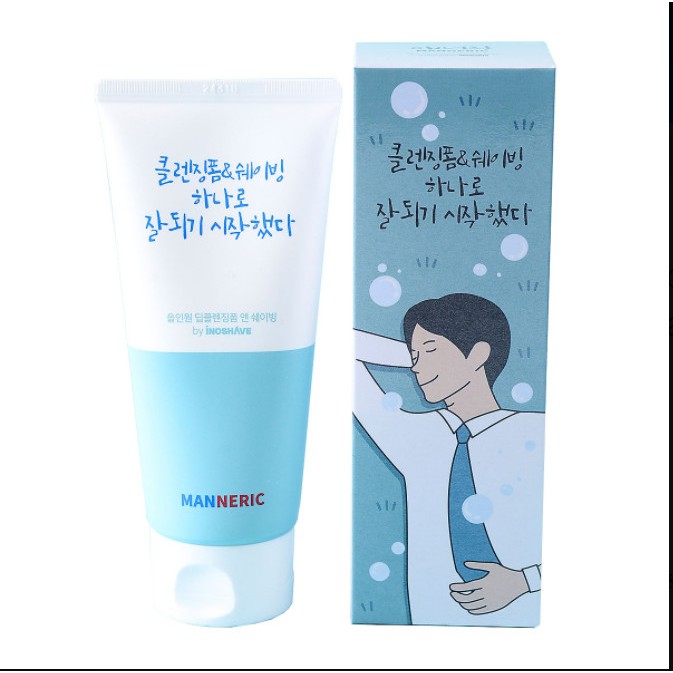 Kem cạo râu kết hợp rửa mặt cho nam Manneric all-in-one deep 120ml