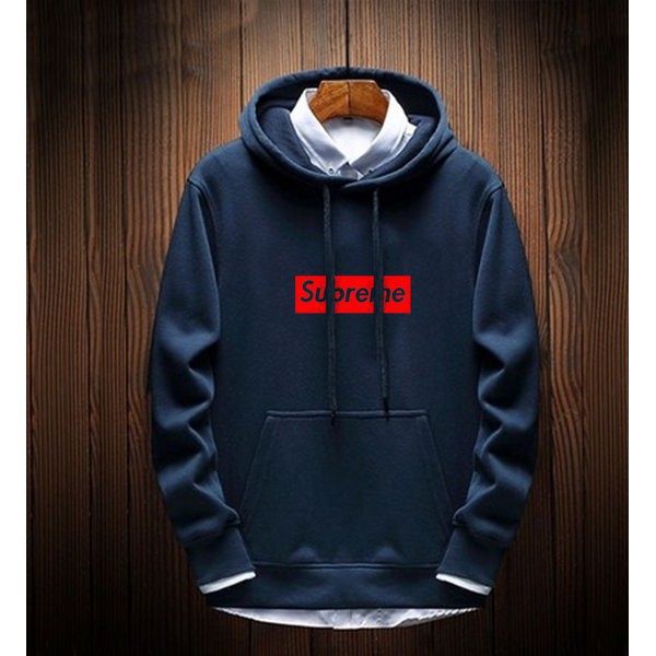 Áo Khoác Hoodie In Chữ Supreme Phối Màu Đen Trắng Ấm Áp