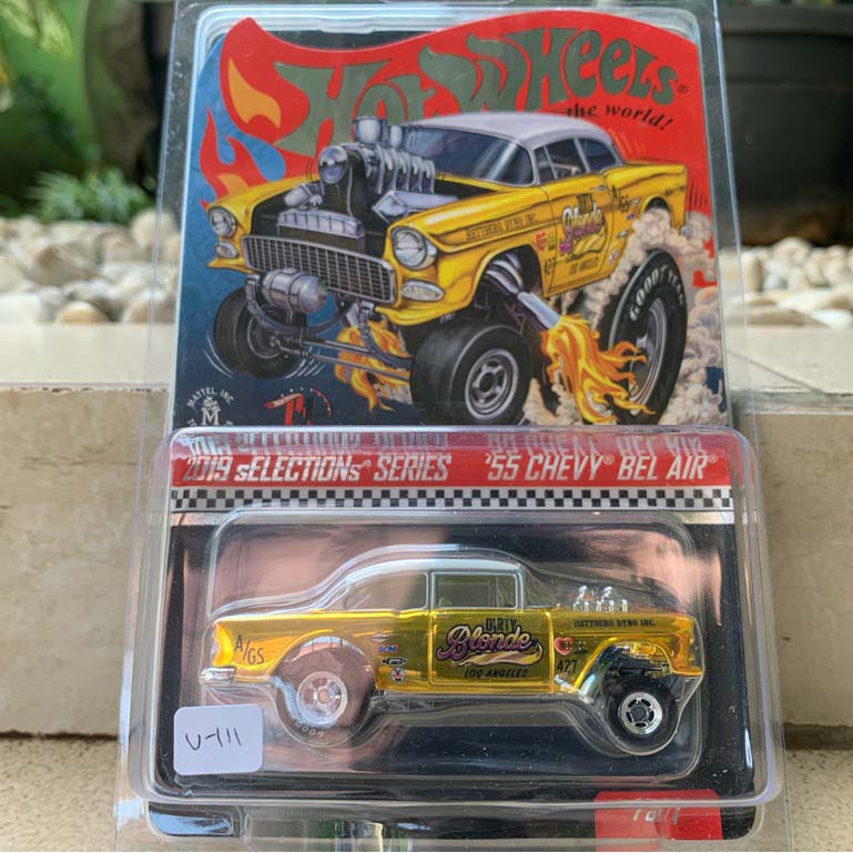Xe mô hình Hot Wheels ’55 Chevy Bel Air RLC Exclusive Dirty Blonde 2019 Selections Series