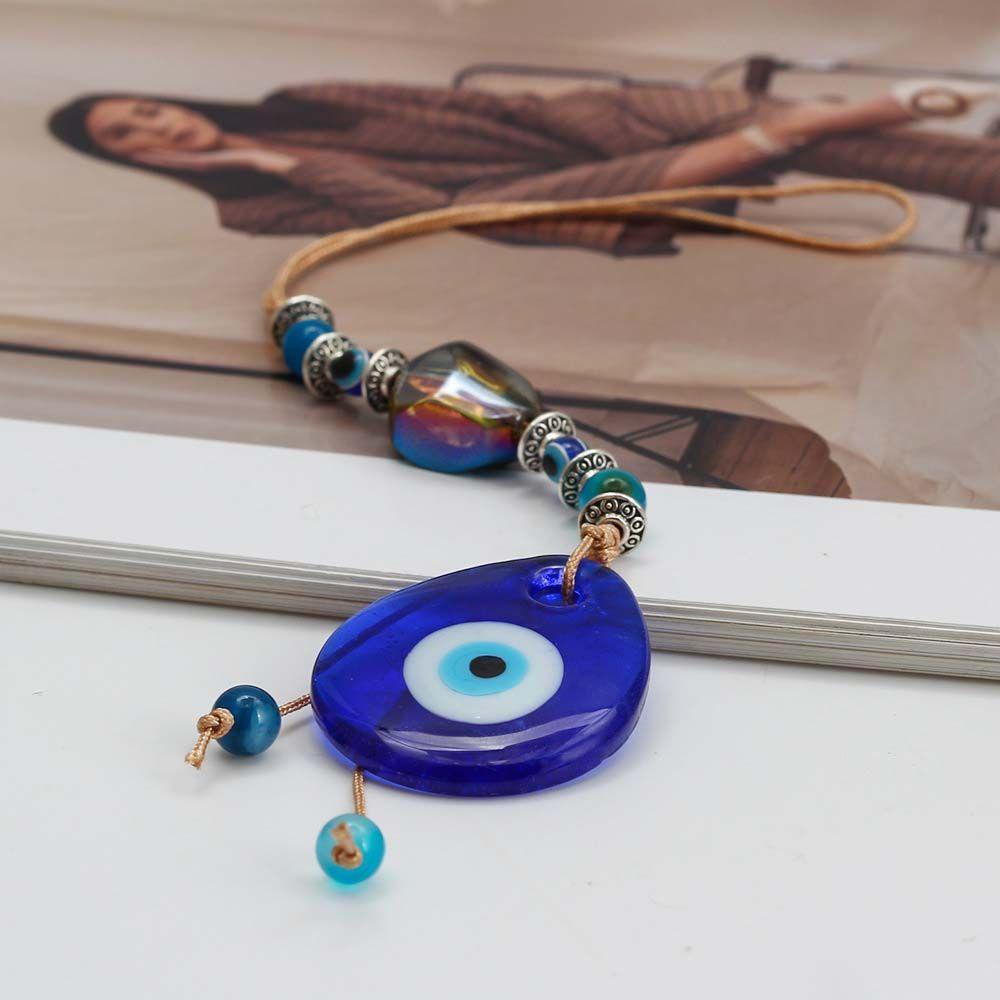 Móc Khóa Mặt Kính Hình Mắt Xanh May Mắn Cho Xe Hơi