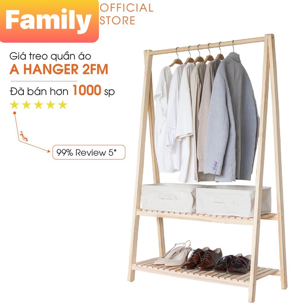 Kệ Treo Quần Áo Gỗ Thông Nhập Khẩu Mỹ- Treo Quần Áo Chữ A 2 Tầng  - Bảo Hành 3 năm 1 đổi 1