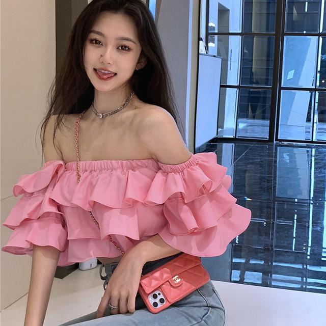 Áo Kiểu Tay Ngắn Trễ Vai Thời Trang Trẻ Trung Cho Nữáo trễ vai  tao bao