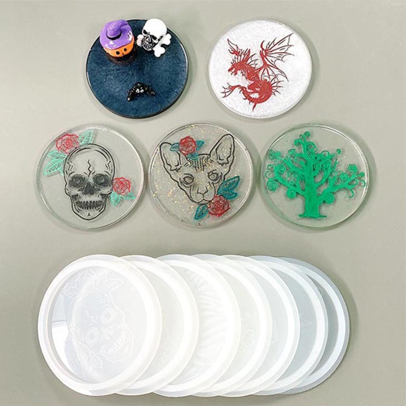 Khuôn Silicone Làm Đế Lót Ly Handmade Hình Đầu Lâu Khủng Long Độc Đáo