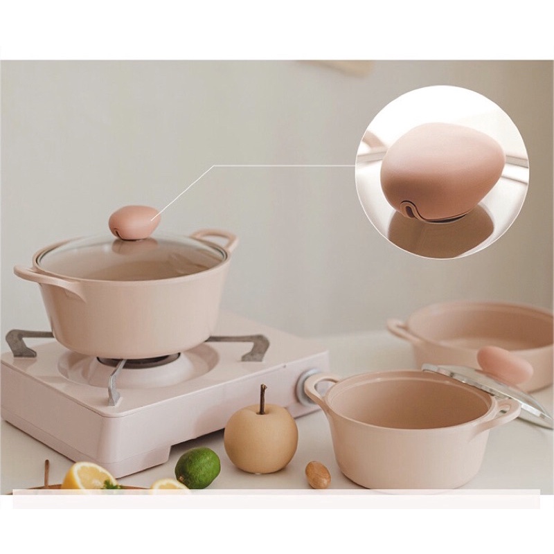 Bộ nồi ceramic Hàn Quốc cao cấp màu hồng pastel nhẹ nhàng