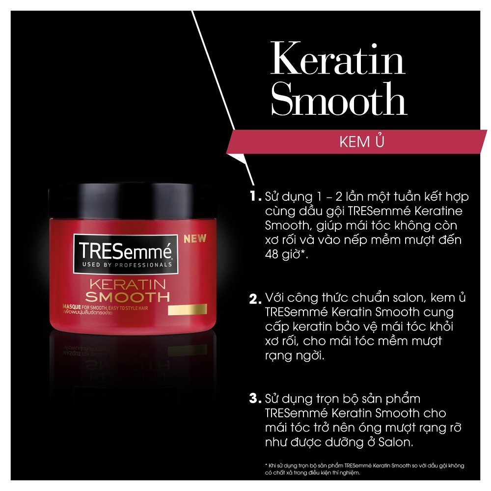 Kem ủ tóc Tresemmé Keratin Smooth 180ml vào nếp mượt mà như nhung