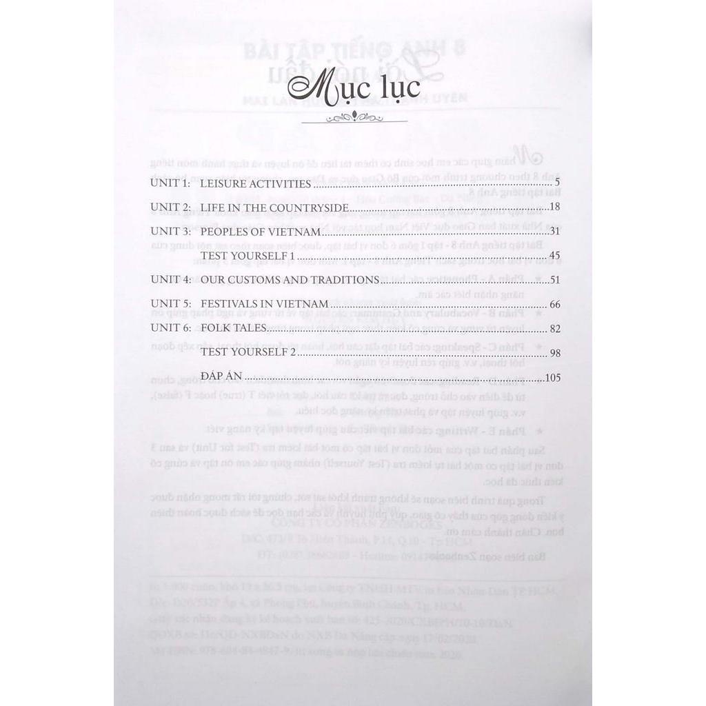 Sách Bài Tập Tiếng Anh Lớp 8 Tập 1  - Theo Chương Trình Mới Của Bộ GD Và Đào Tạo