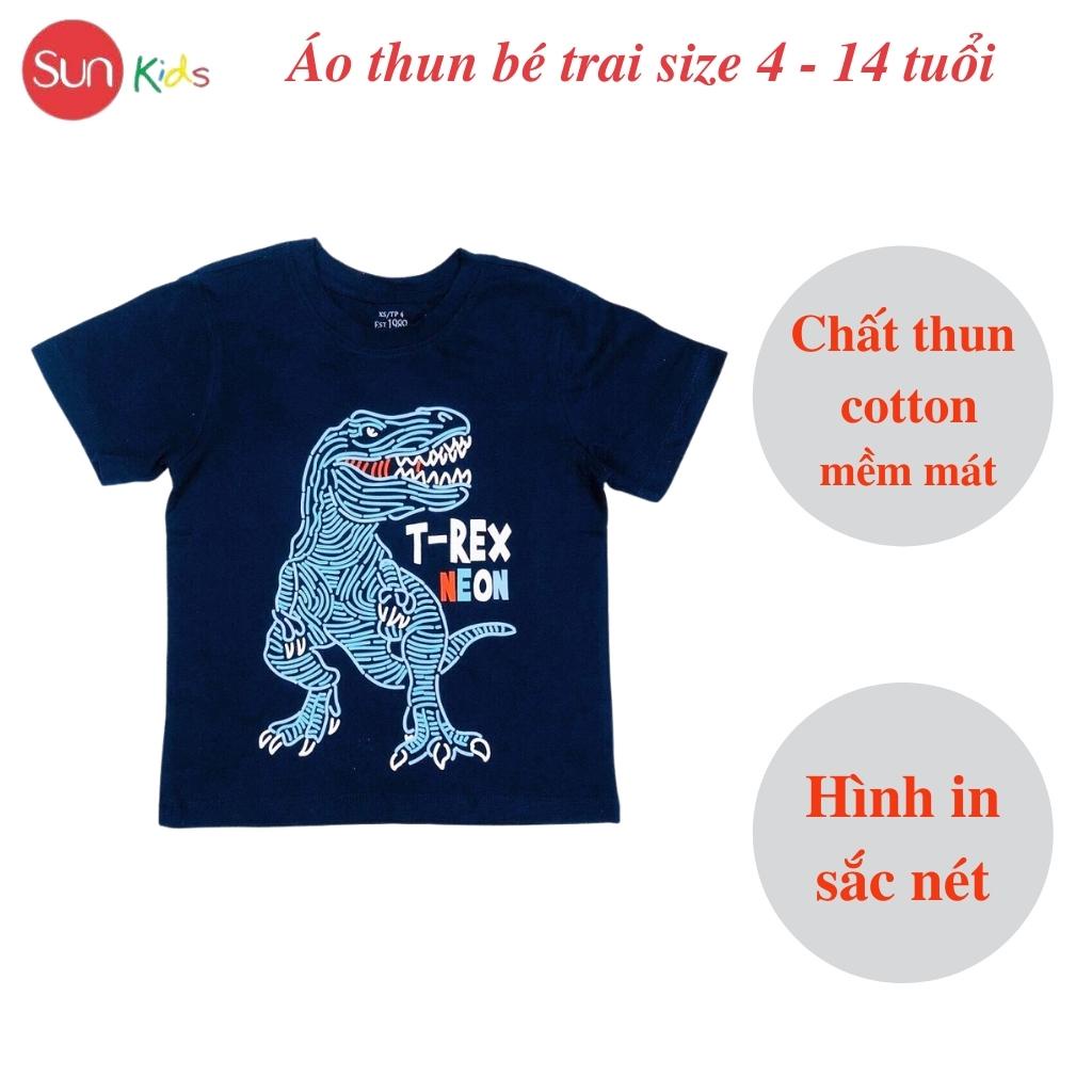 Áo thun bé trai, áo phông cho bé trai chất cotton nhiều màu, size 4-14 tuổi - SUNKIDS