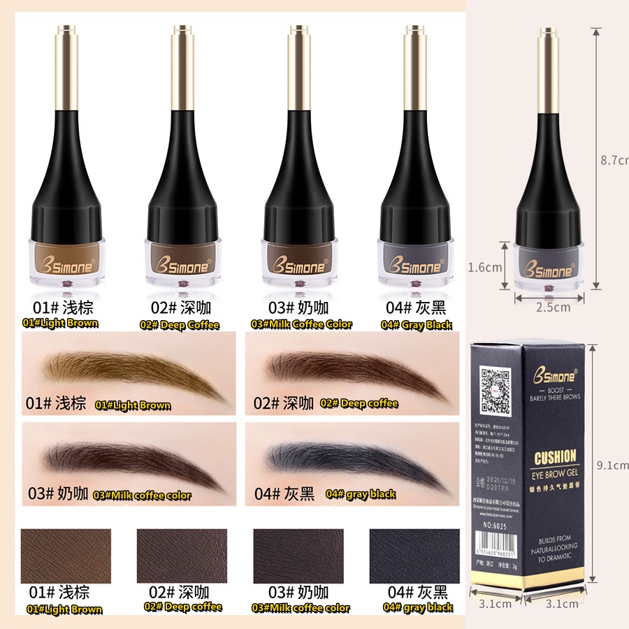 Kem Trang Điểm Lông Mày Air-Cushion Lâu Trôi Chống Thấm Nước Kèm Cọ Tiện Dụng