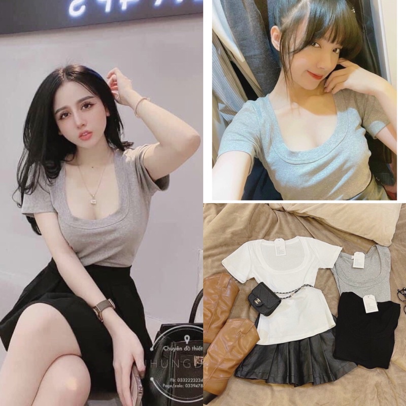 🔥FREESHIP 🔥ÁO THUN NỮ CỔ VUÔNG CỘC TAY DÁNG ÔM 🔥ÁO PHÔNG NỮ ĐẸP RẺ CỔ U TÔN DÁNG CHẤT COTTON MÀU TRƠN 🔥