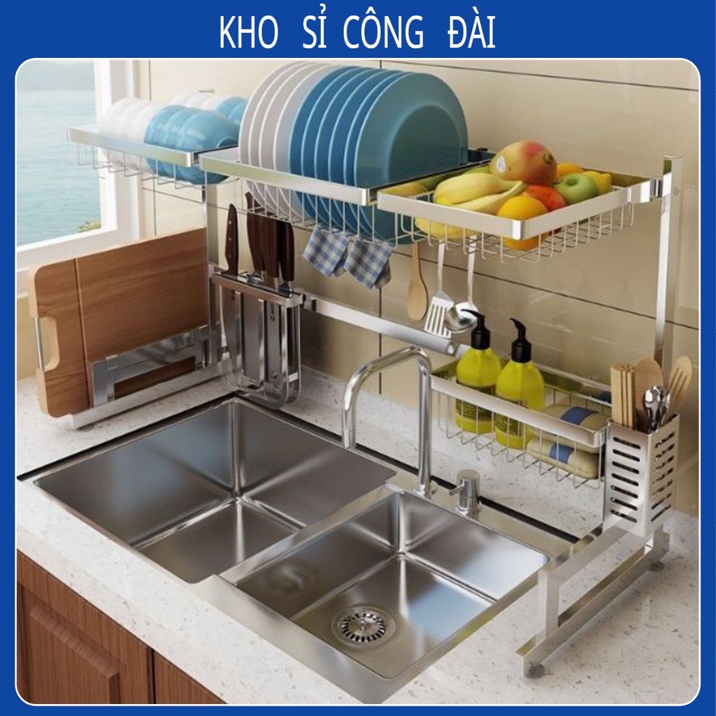 [XẢ KHO] KỆ ĐỂ BÁT ĐŨA ĐA NĂNG CAO CẤP ĐẶT TRÊN CHẬU RỬA BÁT 2 HỐ.