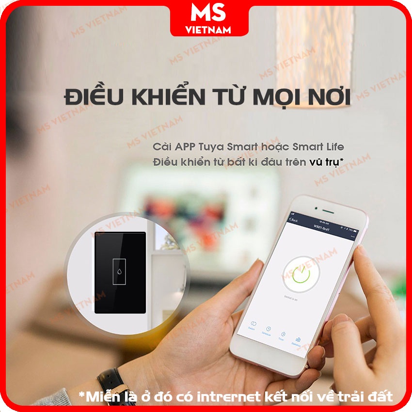 Công Tắc Bình Nóng Lạnh Thông Minh Tuya - SIÊU TẢI 20A - Chuẩn Mỹ - App Tuya, Smartlife - BH 1 Đổi 1 - MS Vietnam