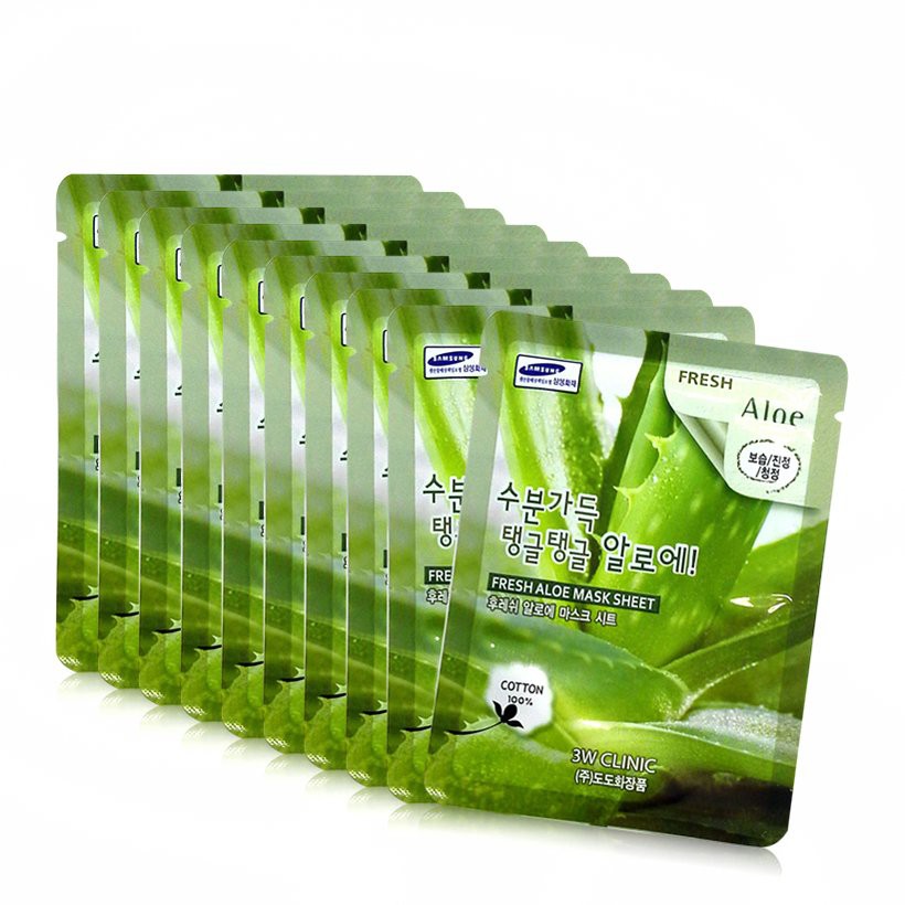 Bộ 5 Mặt nạ dưỡng ẩm da chiết xuất nha đam 3W Clinic Fresh Aloe Mask Sheet 23ml x5